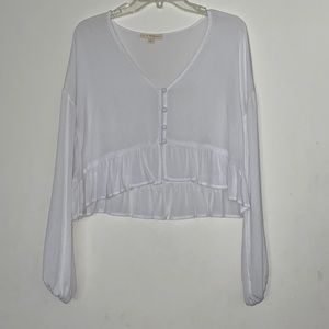 Flowy white cropped Long sleeve